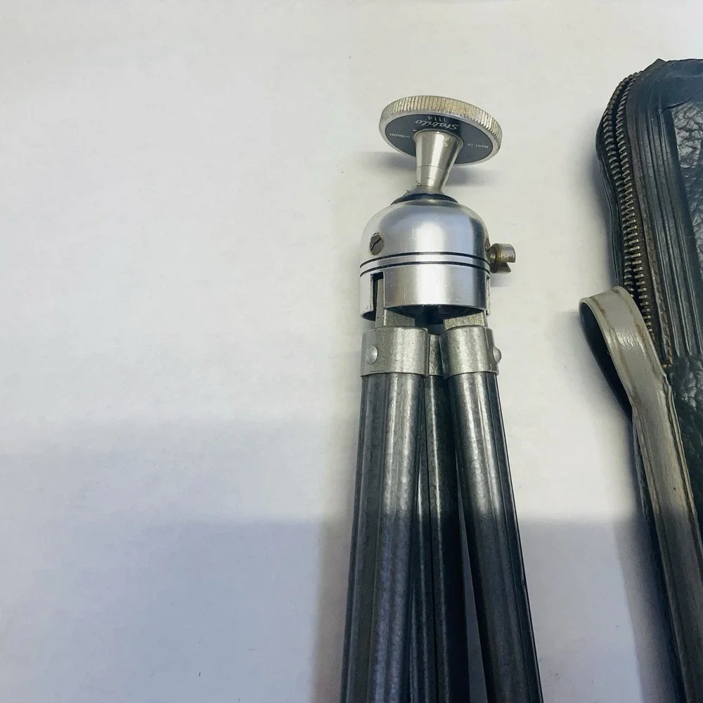 Bilora Stabilo 1114 Vtg Tripod with Ball Head With Leather Case Extends To 31